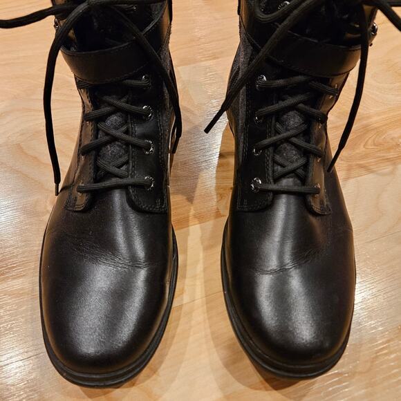 UGG Kesey Waterproof Leather Wool Combat Boots Womens 10 Black Utility Winter - Picture 4 of 16